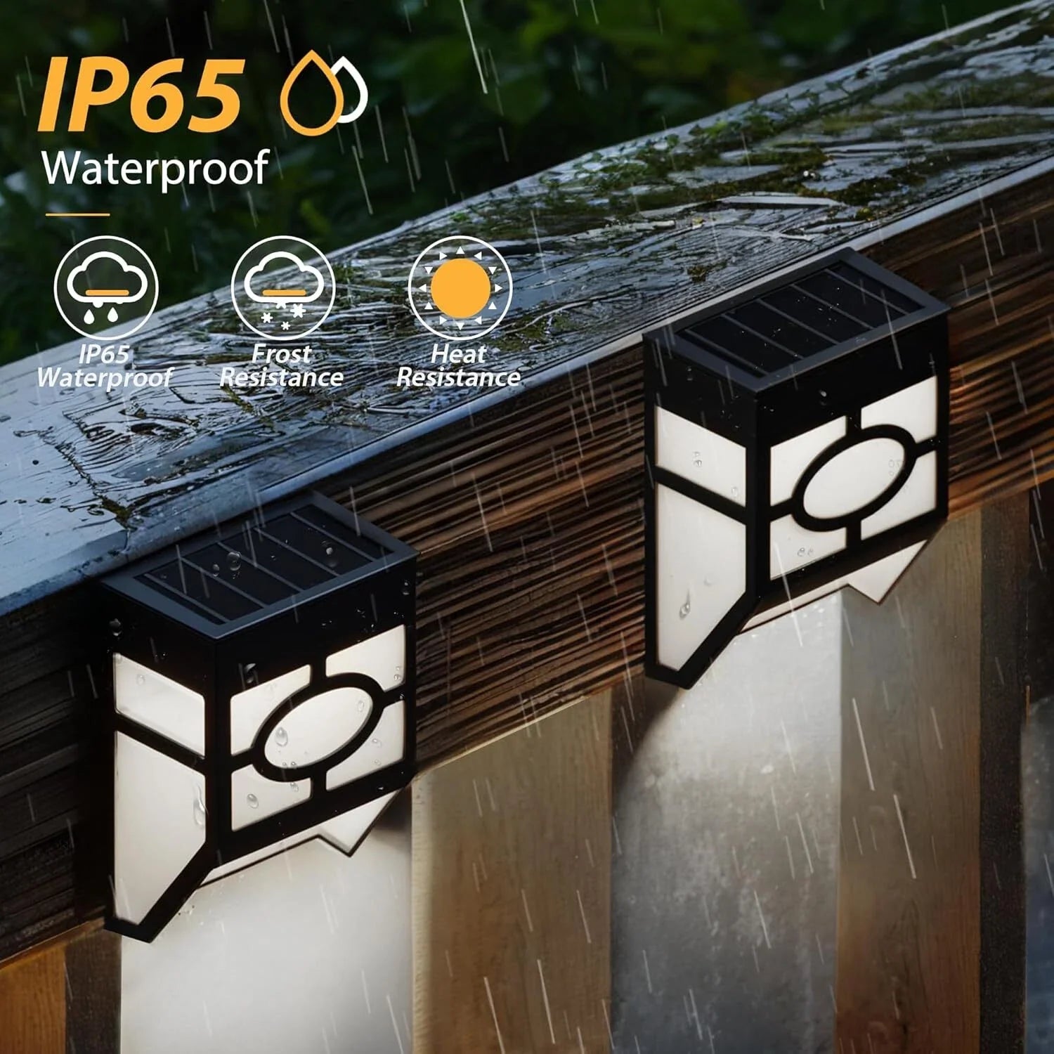 4 Pack Black Solar LED Fence Lights Outdoor Garden Pathway Lighting