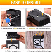 4 Pack Black Solar LED Fence Lights Outdoor Garden Pathway Lighting