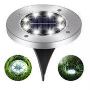 Silver LED Solar Ground Lights Outdoor Garden Path Deck Lamp