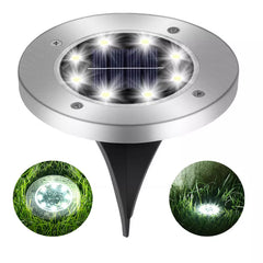 Silver LED Solar Ground Lights Outdoor Garden Path Deck Lamp