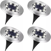 Silver LED Solar Ground Lights Outdoor Garden Path Deck Lamp