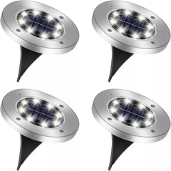 Silver LED Solar Ground Lights Outdoor Garden Path Deck Lamp