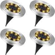 Silver LED Solar Ground Lights Outdoor Garden Path Deck Lamp