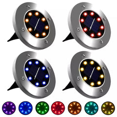 Silver LED Solar Ground Lights Outdoor Garden Path Deck Lamp