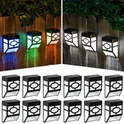 Solar Fence Lights RGB 7-Color LED Wall Lamps Outdoor Garden Deck Step