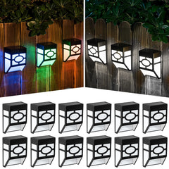 Solar Fence Lights RGB 7-Color LED Wall Lamps Outdoor Garden Deck Step