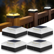 4x4'' Black Solar Post Cap Lights Outdoor Dimmable LED Fence Lamp
