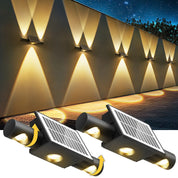 LED Solar Fence Lights Black IP65 Outdoor Wall Garden Decorative Lamps