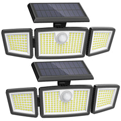 3 Head LED Solar Motion Sensor Wall Light Outdoor Waterproof – Black