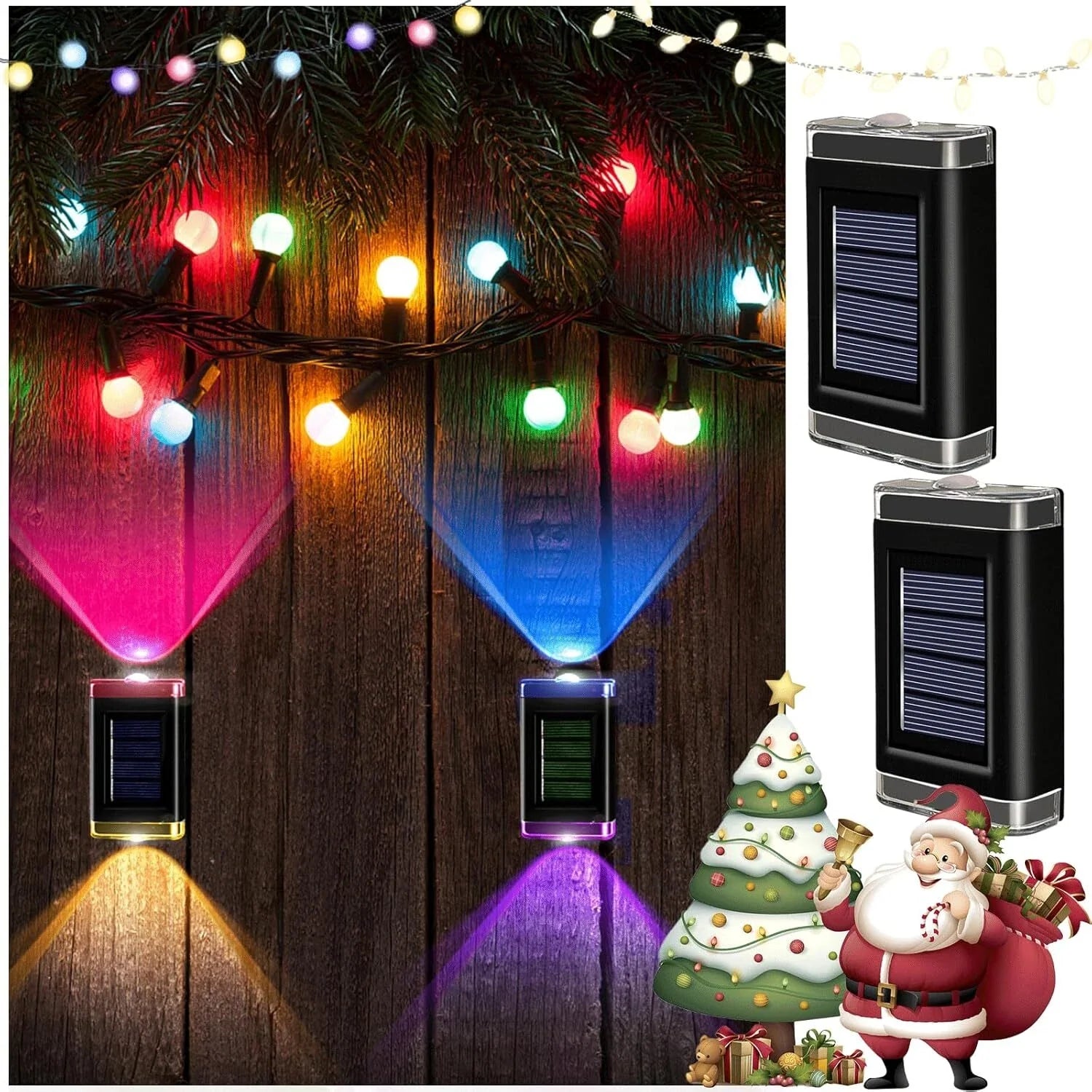 Colourful Solar Powered Black LED Wall Garden Lights 1-8PCS