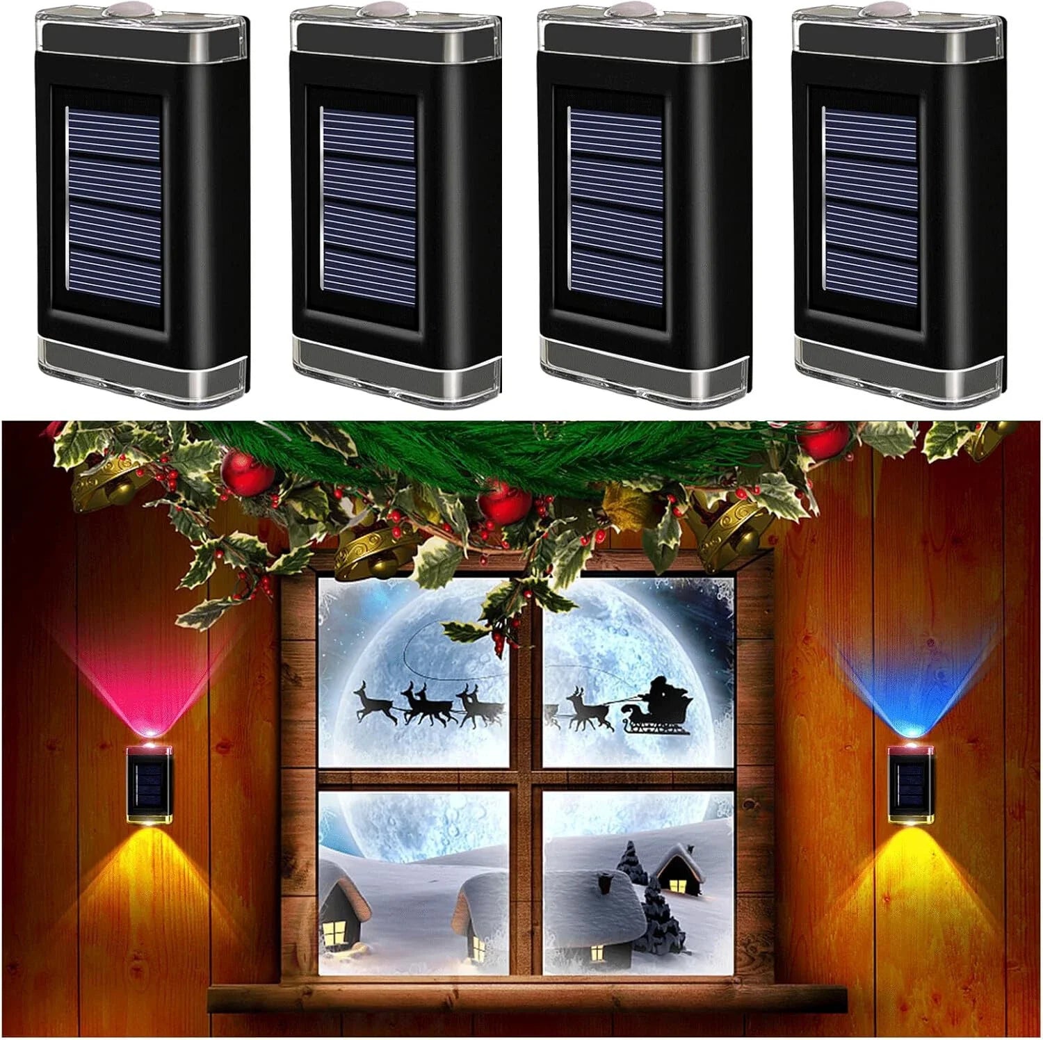 Colourful Solar Powered Black LED Wall Garden Lights 1-8PCS
