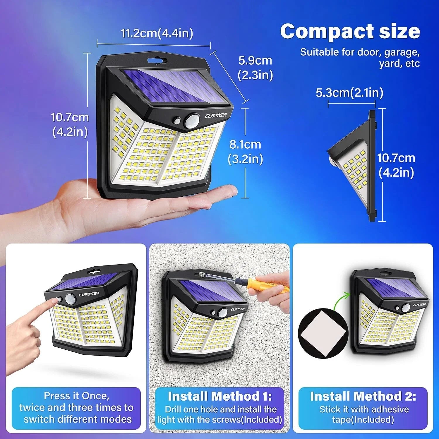 128 LED Solar Motion Sensor Wall Light Outdoor Waterproof Garden Security Lamp