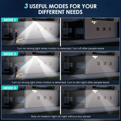 3/4/5-Head Solar Flood Light with Motion Sensor – LED Outdoor Security Wall Lamp for Garden, Yard & Driveway
