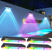 Super Bright Solar Door Fence Wall Lights 2/4 Pack RGB & Warm White IP65 Outdoor Lamp