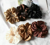 6pcs Satin Scrunchies Hair Bands Silk Scrunchie Ties Ponytail Holder UK Pack Set