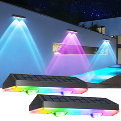 Super Bright Solar Door Fence Wall Lights 2/4 Pack RGB & Warm White IP65 Outdoor Lamp