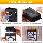 Solar Fence Lights LED Outdoor Garden Path Wall Lamp Black/Warm White/RGB