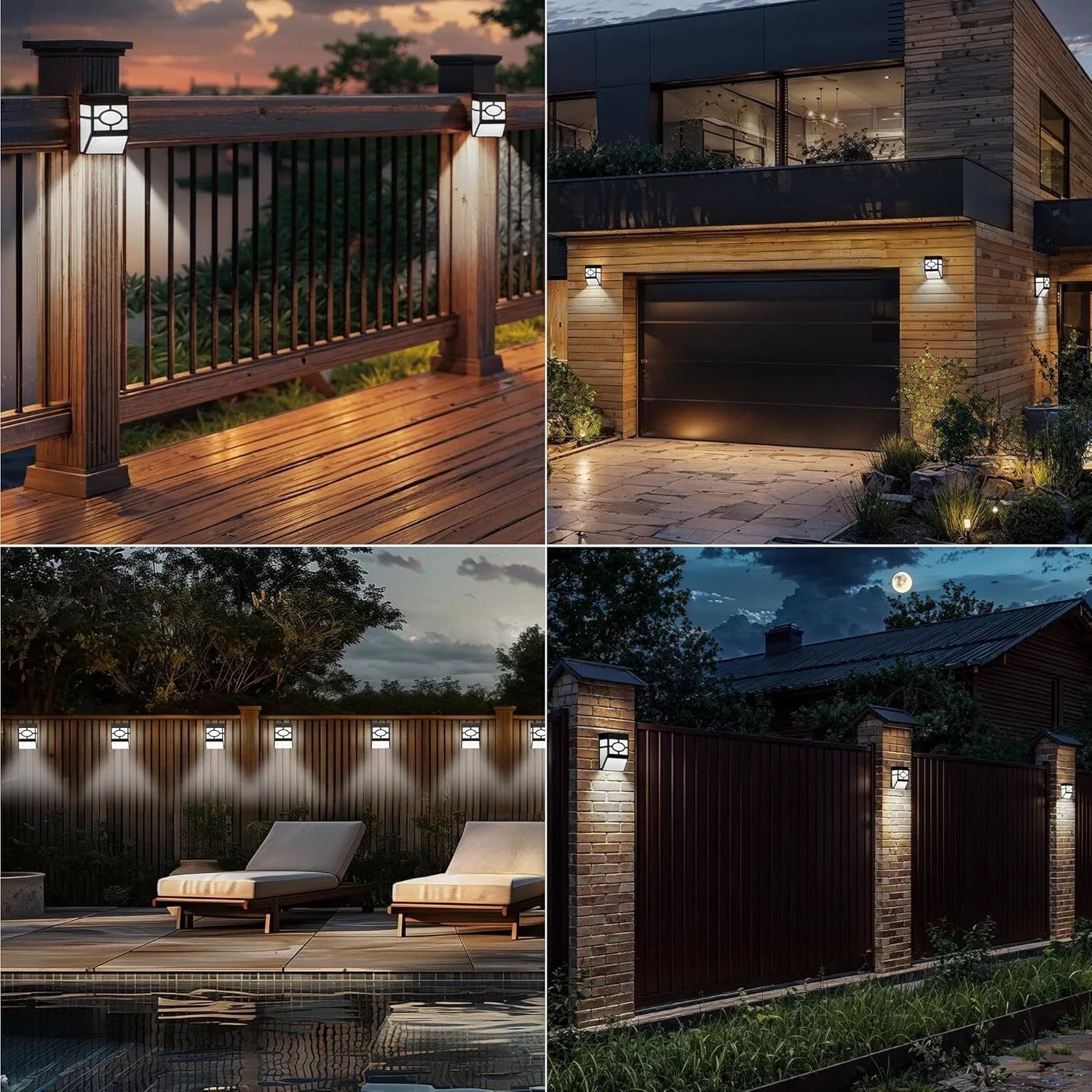 Solar Fence Lights LED Outdoor Garden Path Wall Lamp Black/Warm White/RGB