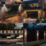 Solar Fence Lights LED Outdoor Garden Path Wall Lamp Black/Warm White/RGB
