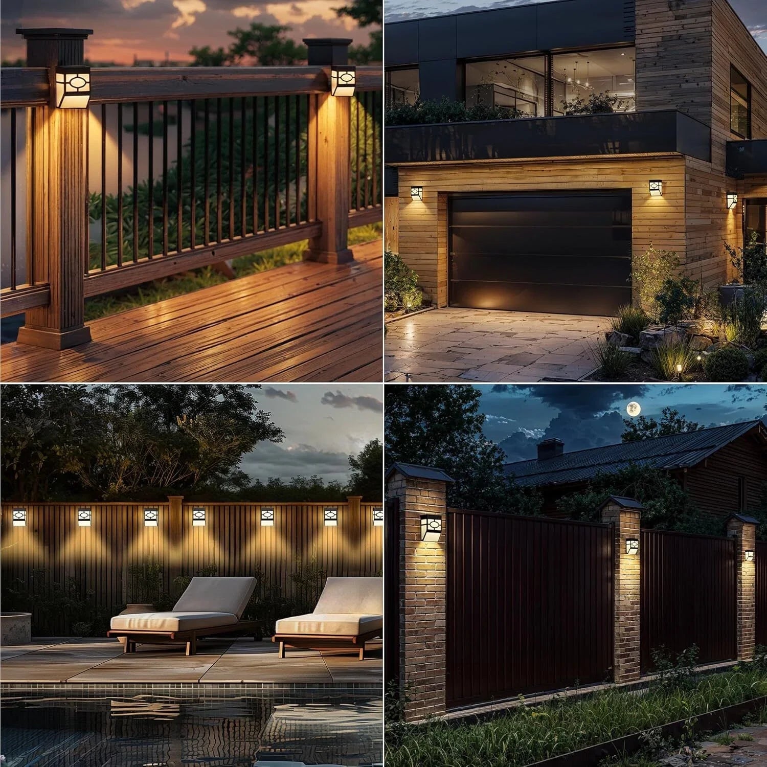 Solar Fence Lights LED Outdoor Garden Path Wall Lamp Black/Warm White/RGB