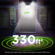 468 LED Solar Motion Sensor Security Light 3000LM Outdoor Waterproof Wall Lamp