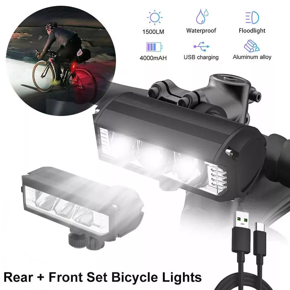 Bicycle Bike LED Front Light 2000mAh Headlight Lamp USB Rechargeable Flashlight