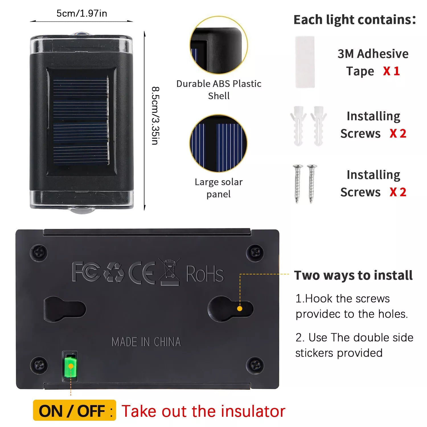 Colourful Solar Fence Light LED Outdoor Wall Lamp RGB Waterproof Garden Decor