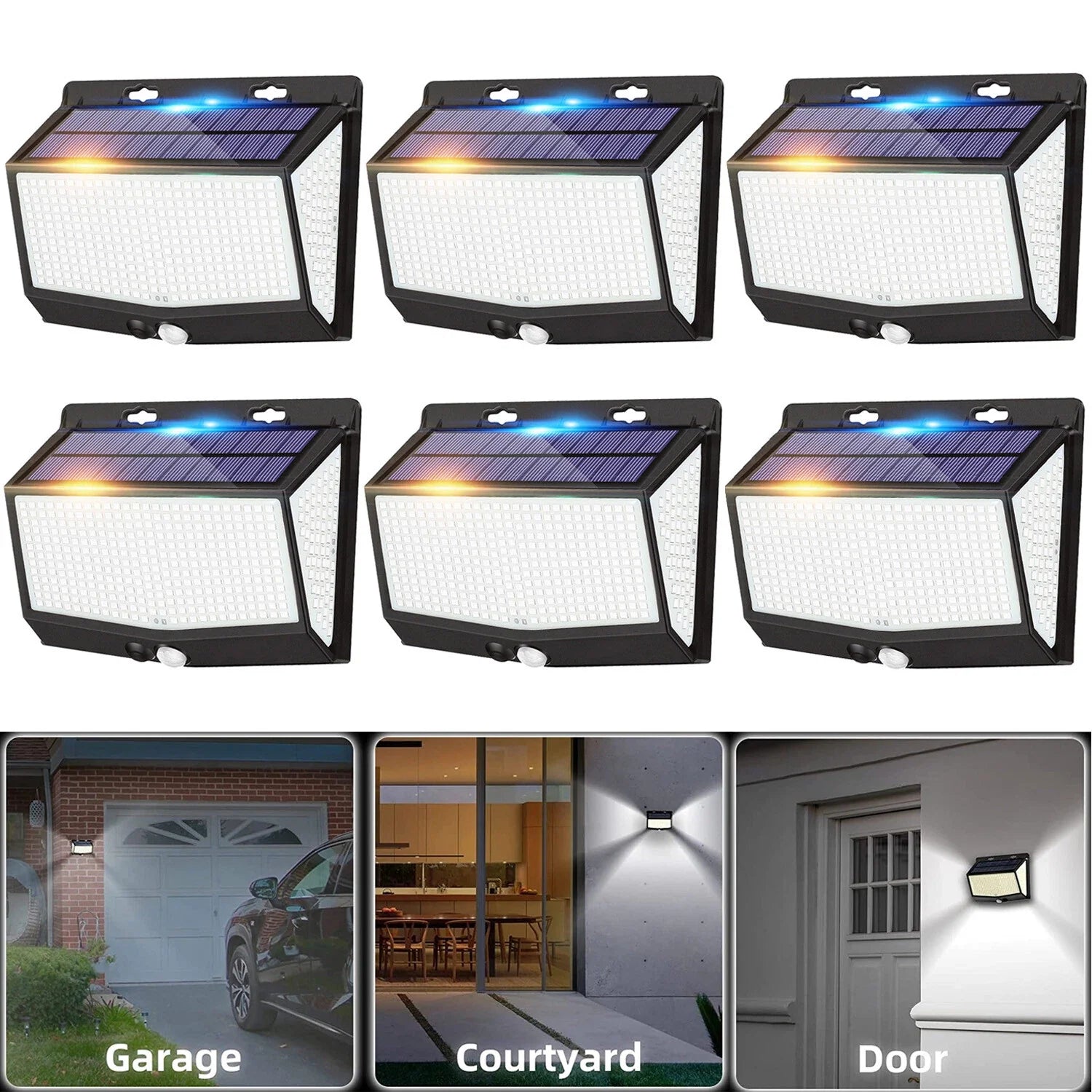 468 LED Solar Motion Sensor Security Light 3000LM Outdoor Waterproof Wall Lamp