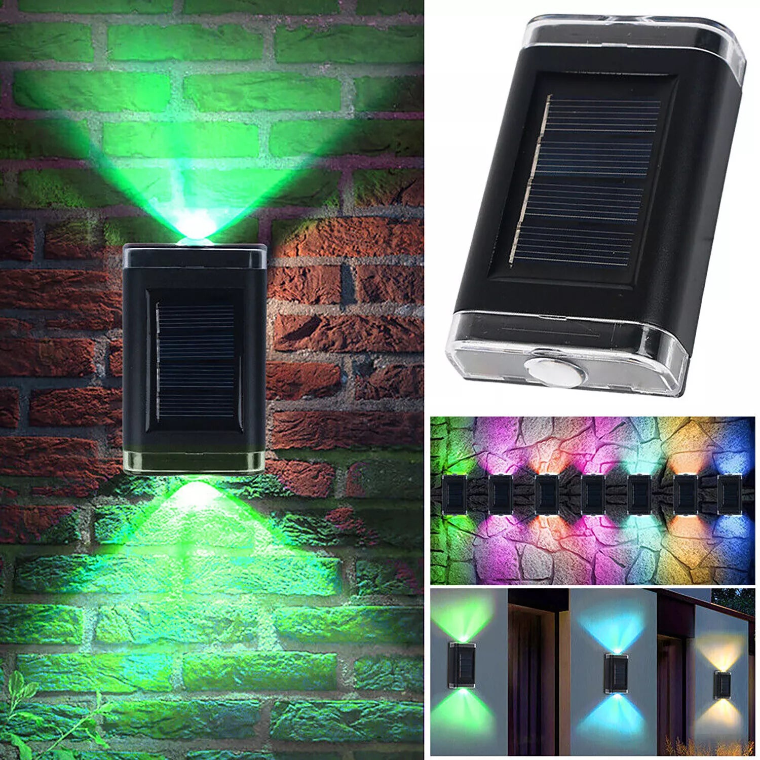 Colourful Solar Fence Light LED Outdoor Wall Lamp RGB Waterproof Garden Decor
