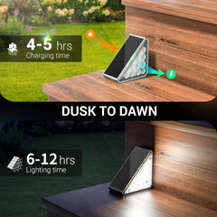 LED Solar Step Lights IP67 Waterproof Outdoor Deck Pathway Lamps