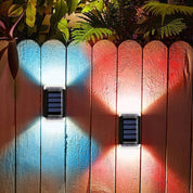 Colourful Solar Fence Light LED Outdoor Wall Lamp RGB Waterproof Garden Decor