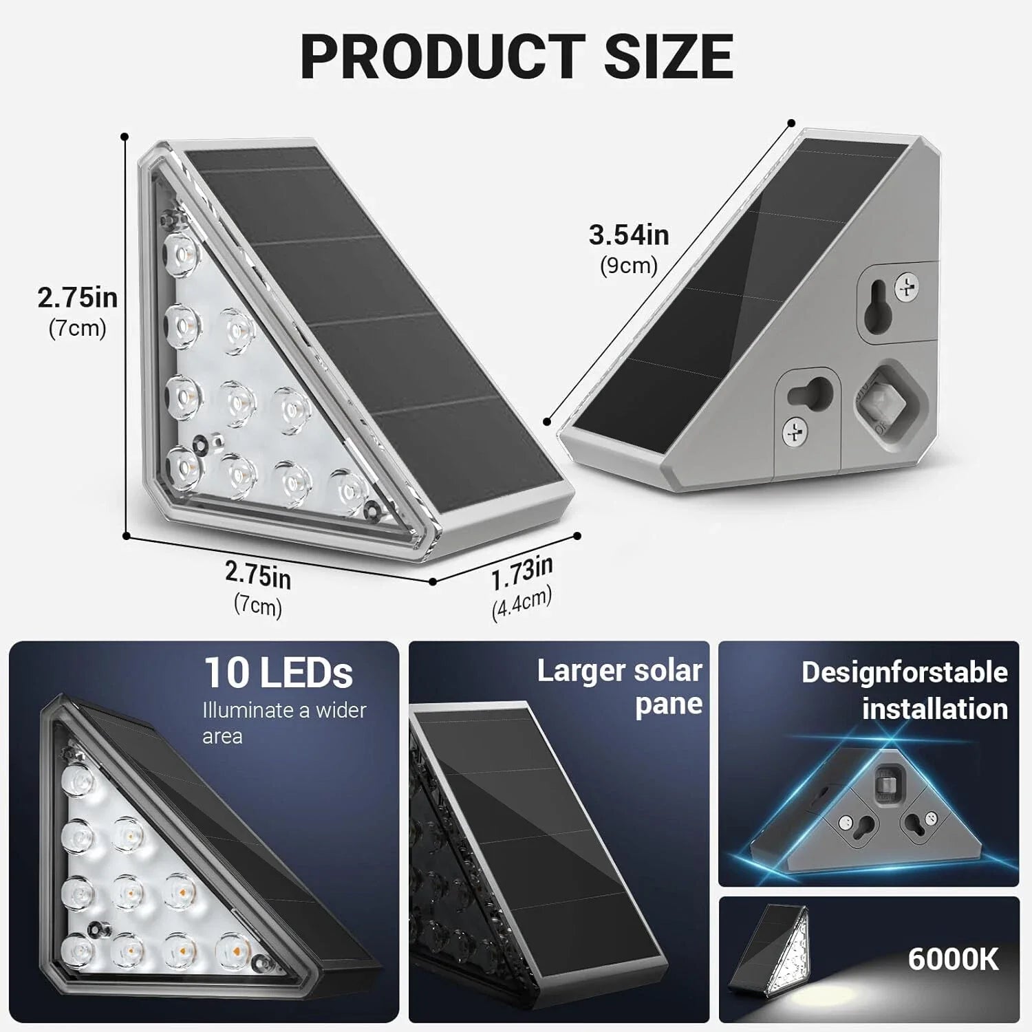 LED Solar Step Lights IP67 Waterproof Outdoor Deck Pathway Lamps
