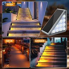 LED Solar Step Lights IP67 Waterproof Outdoor Deck Pathway Lamps