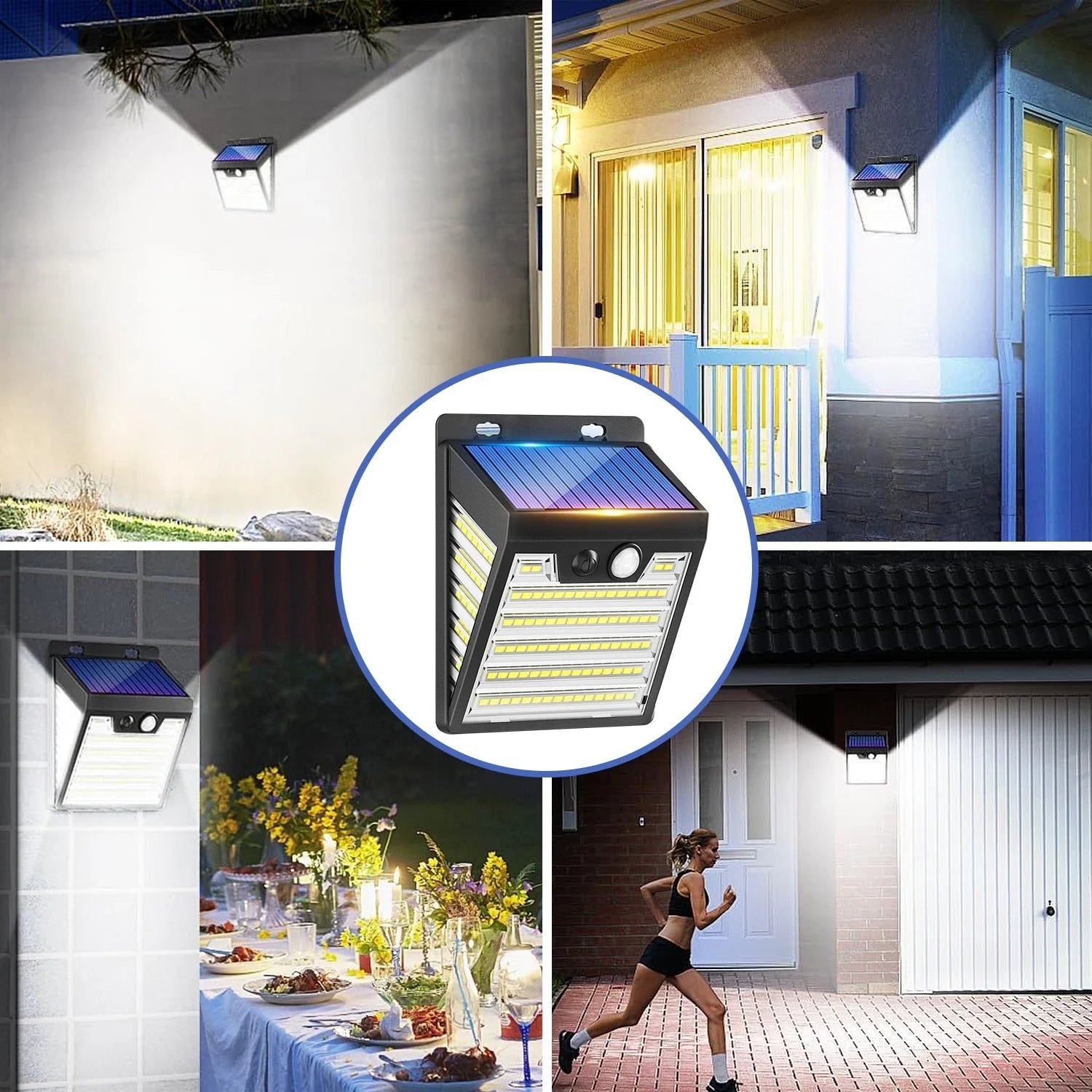 Solar Motion Sensor LED Wall Light Outdoor Waterproof Security Lamp 1000LM