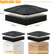 Solar Post Cap Light 3 Mode Dimmable LED Garden Fence Lamp Waterproof