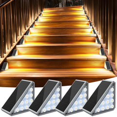 LED Solar Step Lights IP67 Waterproof Outdoor Deck Pathway Lamps