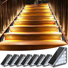 LED Solar Step Lights IP67 Waterproof Outdoor Deck Pathway Lamps