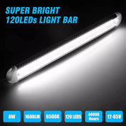 120LED Car Van Interior Tube Strip Light – 12V/24V with ON/OFF Switch for Caravan & Boat Lighting