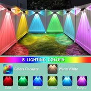 Solar LED Wall Light Outdoor Garden Door Fence Lamp Black RGB Dimmable
