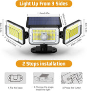 Solar PIR Motion Sensor Wall Light 168 LED Outdoor Security Lamp IP65