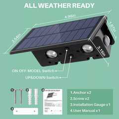 Solar LED Wall Light Outdoor Garden Door Fence Lamp Black RGB Dimmable
