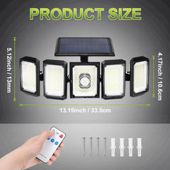 3/4/5-Head Solar Flood Light with Motion Sensor – LED Outdoor Security Wall Lamp for Garden, Yard & Driveway