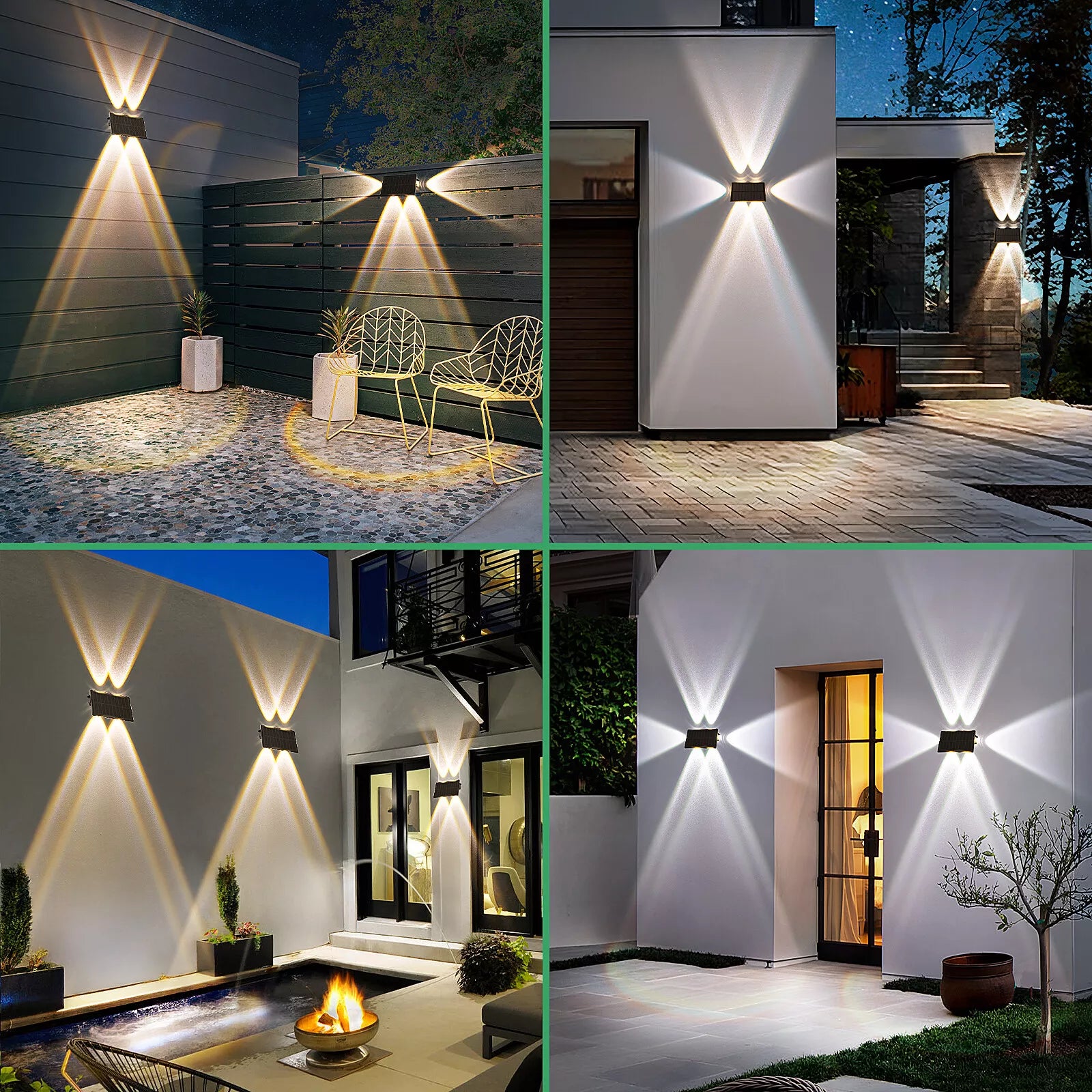 Solar LED Wall Light Outdoor Garden Door Fence Lamp Black RGB Dimmable