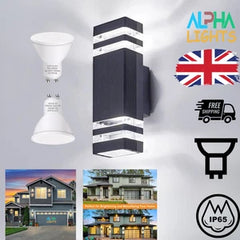 Modern Outdoor Wall Light IP65 Up Down GU10 LED Waterproof Mains Powered