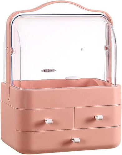 Makeup & Skincare Organizer Box with Lid and Drawers – Vanity Storage for Bathroom & Table