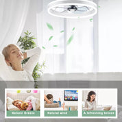 LED Ceiling Fan Light Dimmable Living Room Chandelier Lamp With Remote Control