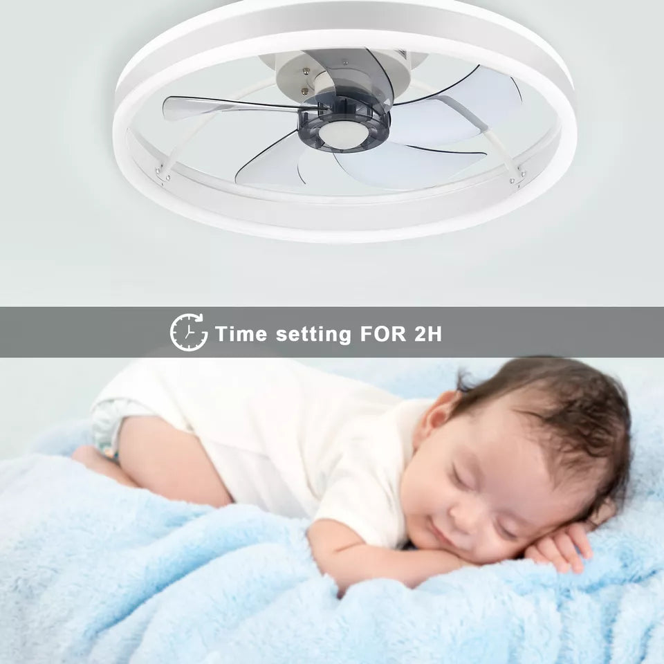 LED Ceiling Fan Light Dimmable Living Room Chandelier Lamp With Remote Control