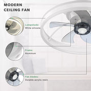 LED Ceiling Fan Light Dimmable Living Room Chandelier Lamp With Remote Control
