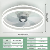LED Ceiling Fan Light Dimmable Living Room Chandelier Lamp With Remote Control