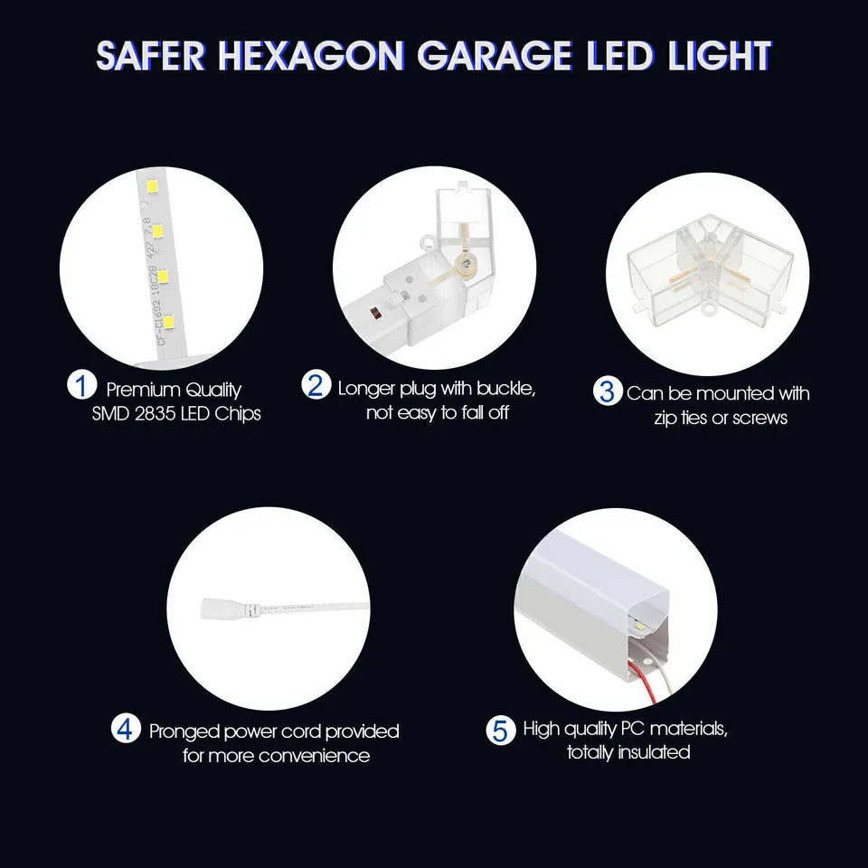 14 Hexagon LED Lighting Detailing Garage Workshop Retail Car Showroom UK
